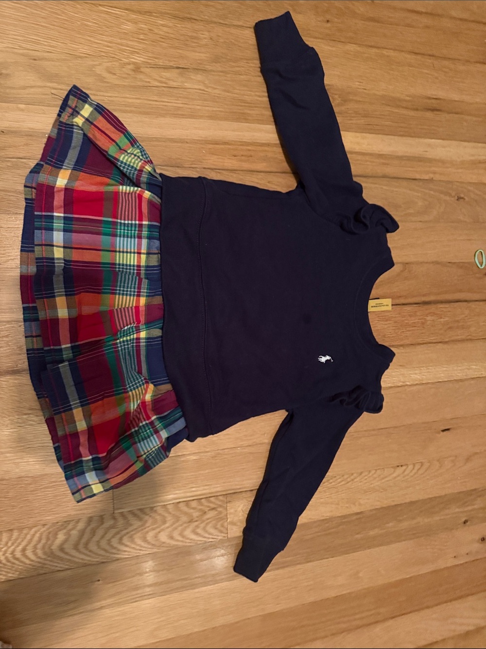 Polo Ralph Lauren Navy Pullover girls toddler size 2 Dress Plaid Skirt